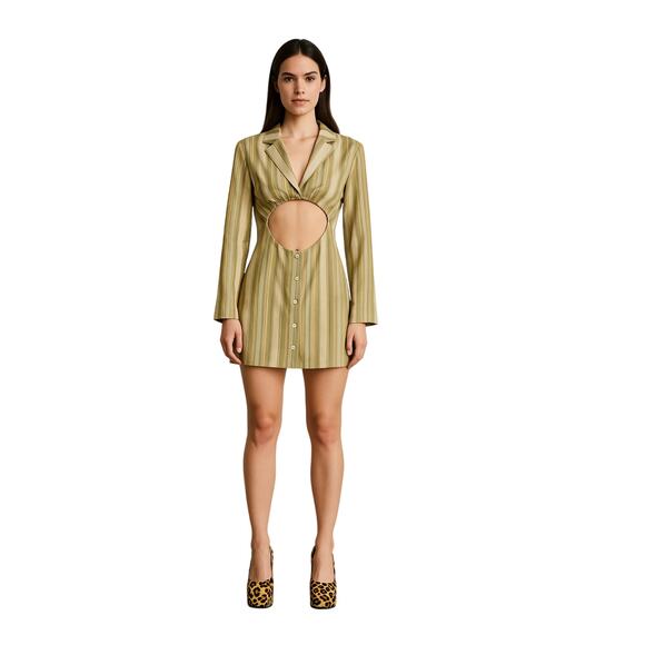DANIELLE BERNSTEIN WE WORE WHAT Women’s Striped Cutout Blazer Dress Extra Small - Picture 1 of 13